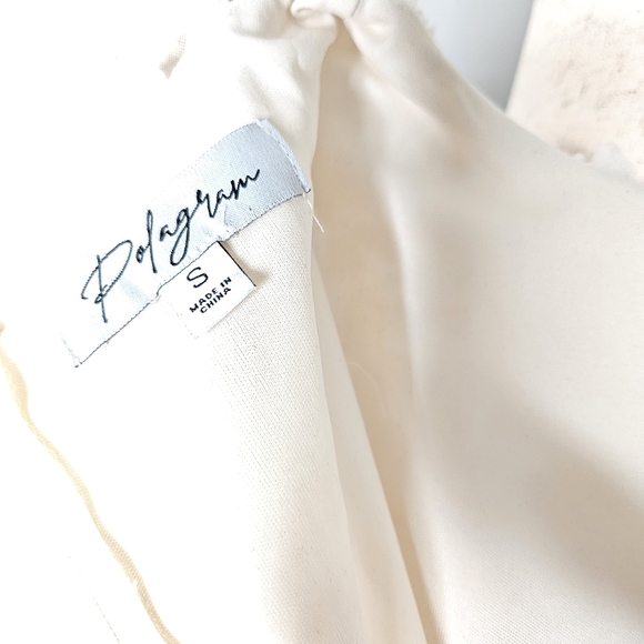 Polagram midi slip dress Cream Size Small Short sleeve Tie waist Tulle fabric - Picture 6 of 7